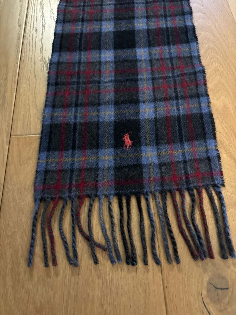 Polo Ralph Lauren Plaid Wool Blend Scarf Made in Italy 60" x 10" - Picture 2 of 7